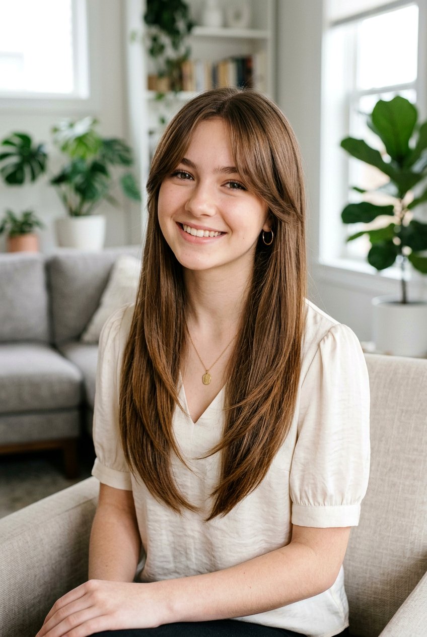 Tapered Long Hair With Curtain Bangs - 20 long haircut for teenage girls with curtain bangs - 20 long haircut for teenage girls with curtain bangs