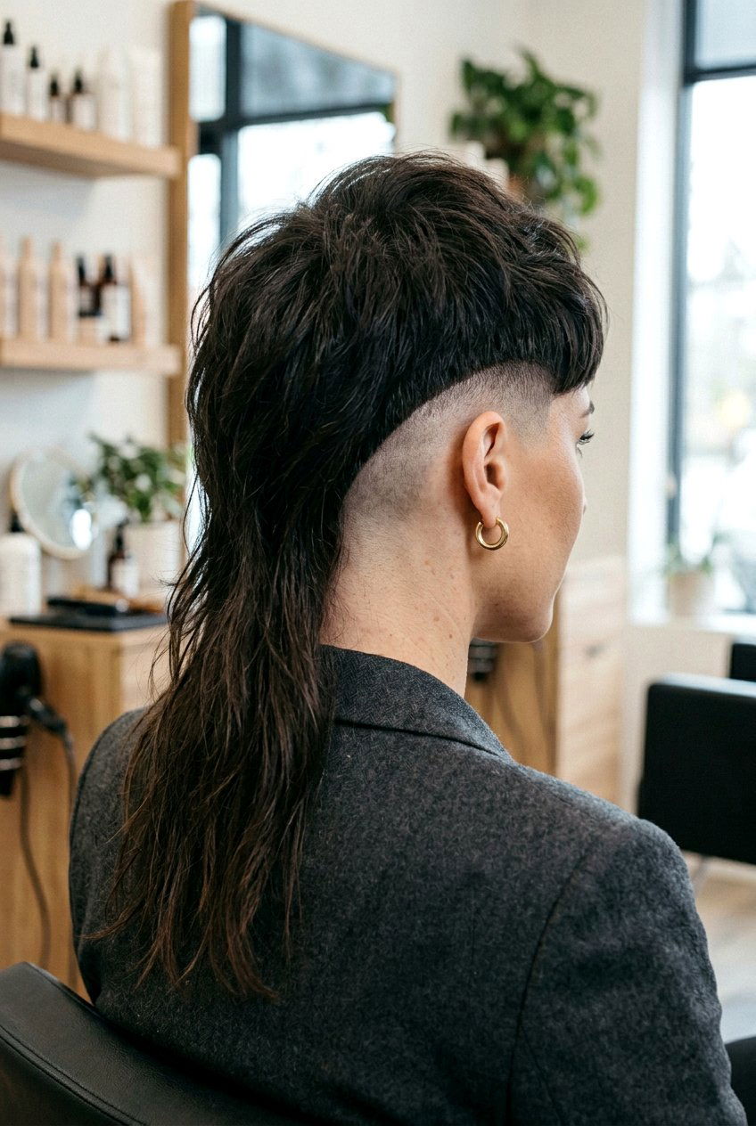Tapered Mullet With Shaved Nape - 20 mullet haircut for thick hair women - 20 mullet haircut for thick hair women