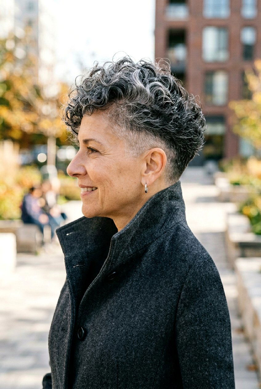Tapered Nape Curly Pixie - 20 curly pixie for mature women - 20 curly pixie for mature women