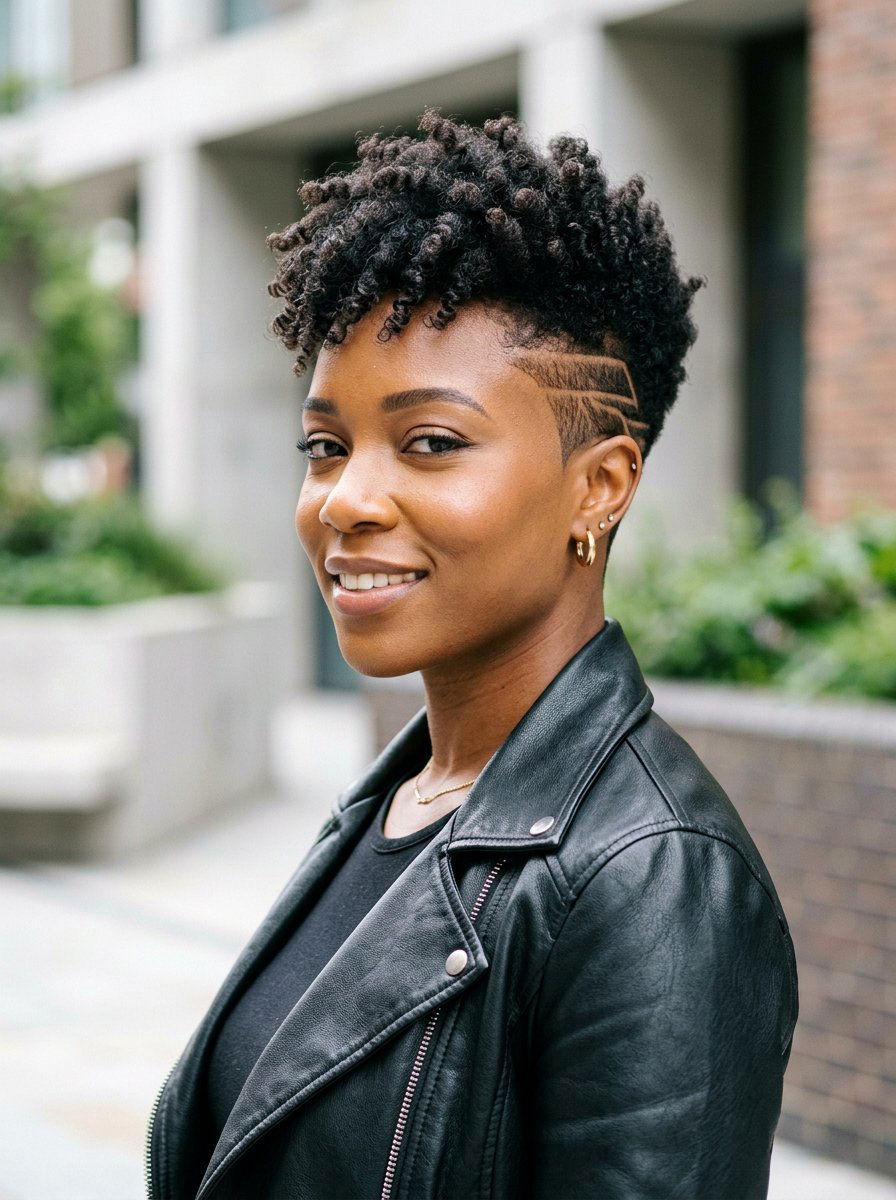 Tapered Natural Haircut With Geometric Lines - 20 tapered natural haircut for women - 20 tapered natural haircut for women