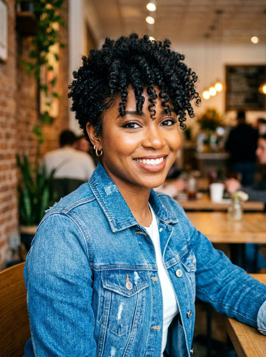 Tapered Natural Haircut With Statement Bangs - 20 tapered natural haircut for women - 20 tapered natural haircut for women