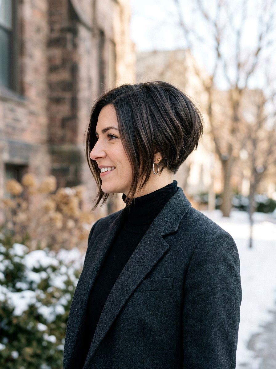 Tapered Neck Bob - 20 office hairstyle for mature women over 50 - 20 office hairstyle for mature women over 50