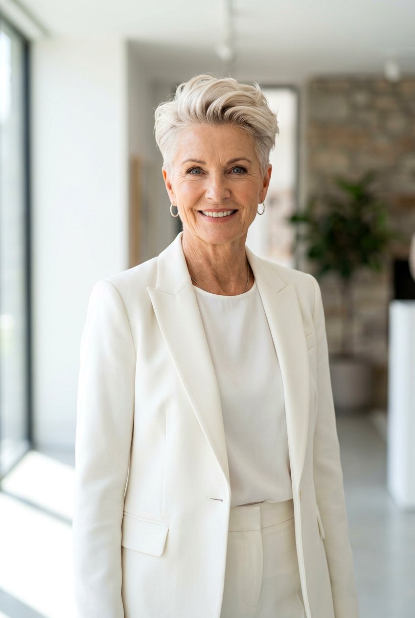 Tapered Pearl Blonde Pixie - 20 pearl blonde for women over 60 - 20 pearl blonde for women over 60