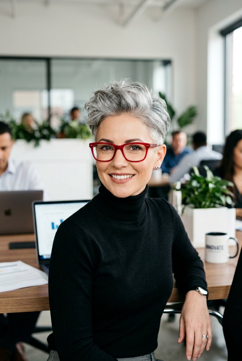 Tapered Pixie Crop - 20 professional hairstyle for women with glasses - 20 professional hairstyle for women with glasses