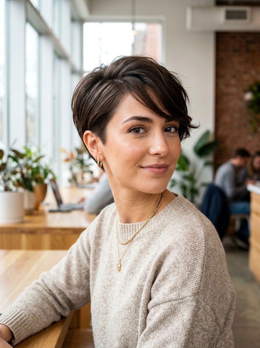 Tapered Pixie Cut With Side Swept Fringe - 20 short haircut with side swept fringe - 20 short haircut with side swept fringe