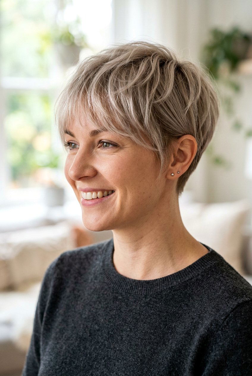 Tapered Pixie With Feathered Bangs - 20 office pixie with long bangs - 20 office pixie with long bangs