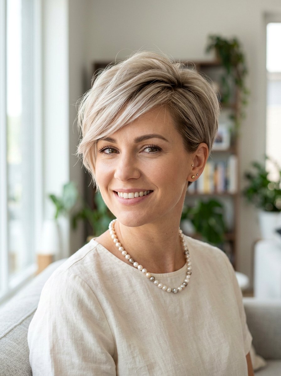 Tapered Pixie With Side Swept Bangs - 20 pixie cut with side swept bangs for older women - 20 pixie cut with side swept bangs for older women
