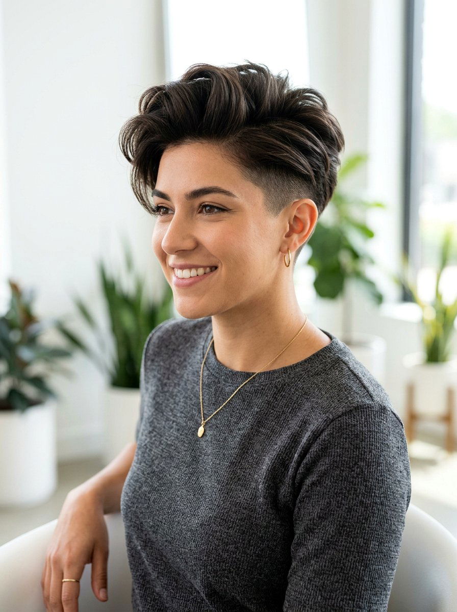 Tapered Pixie With Voluminous Top - 20 pixie cut with volume at crown - 20 pixie cut with volume at crown