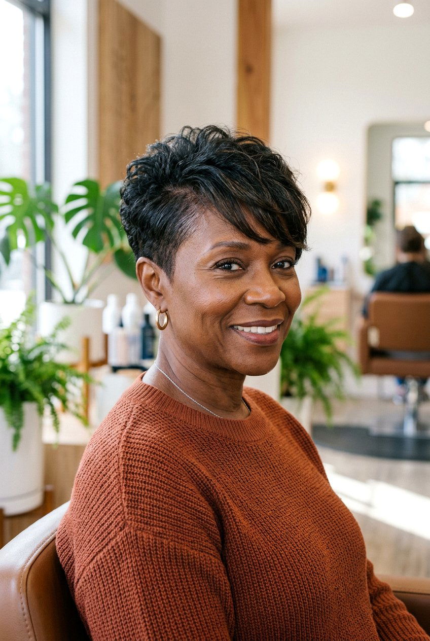 Tapered Pixie with Bangs for Black Women Over 50 - 20 tapered cut for women over 50 black hair - 20 tapered cut for women over 50 black hair