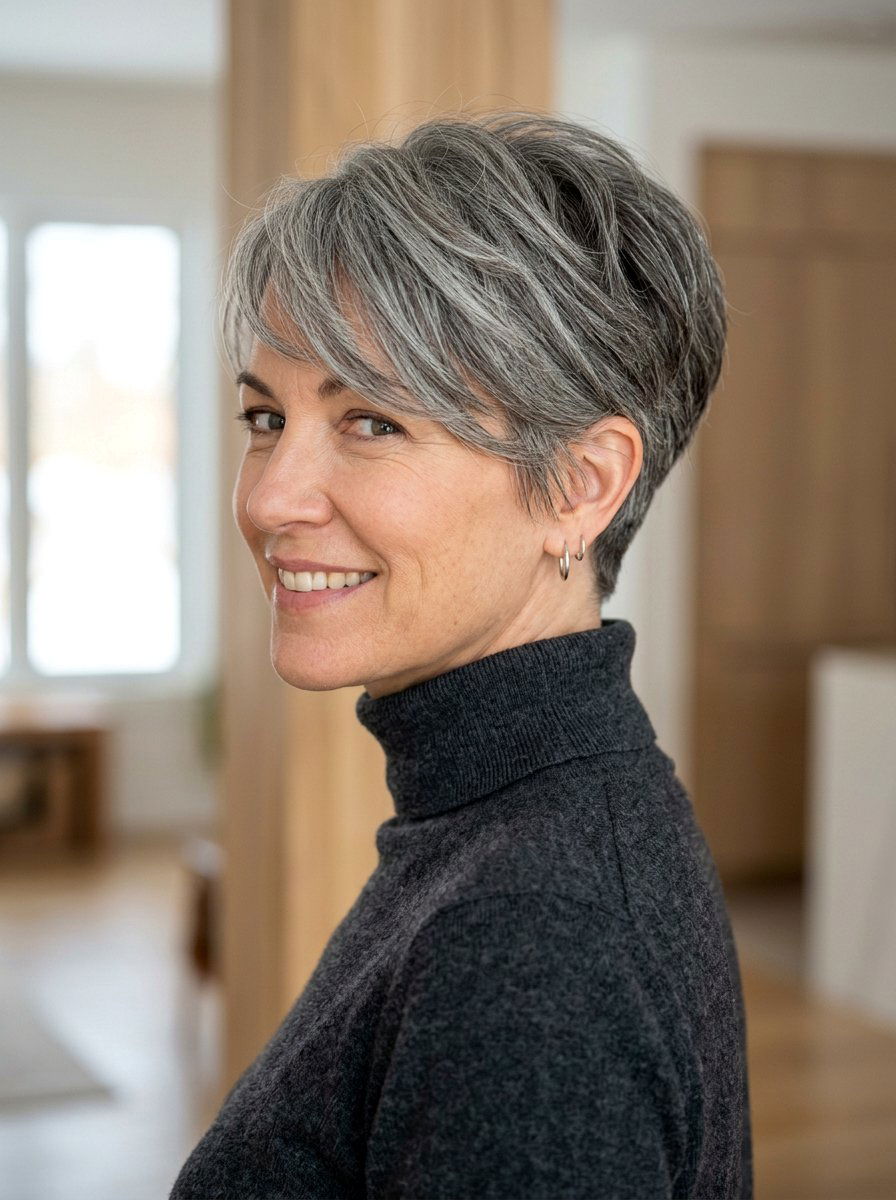 Tapered Salt And Pepper Pixie - 20 short gray pixie with layers - 20 short gray pixie with layers