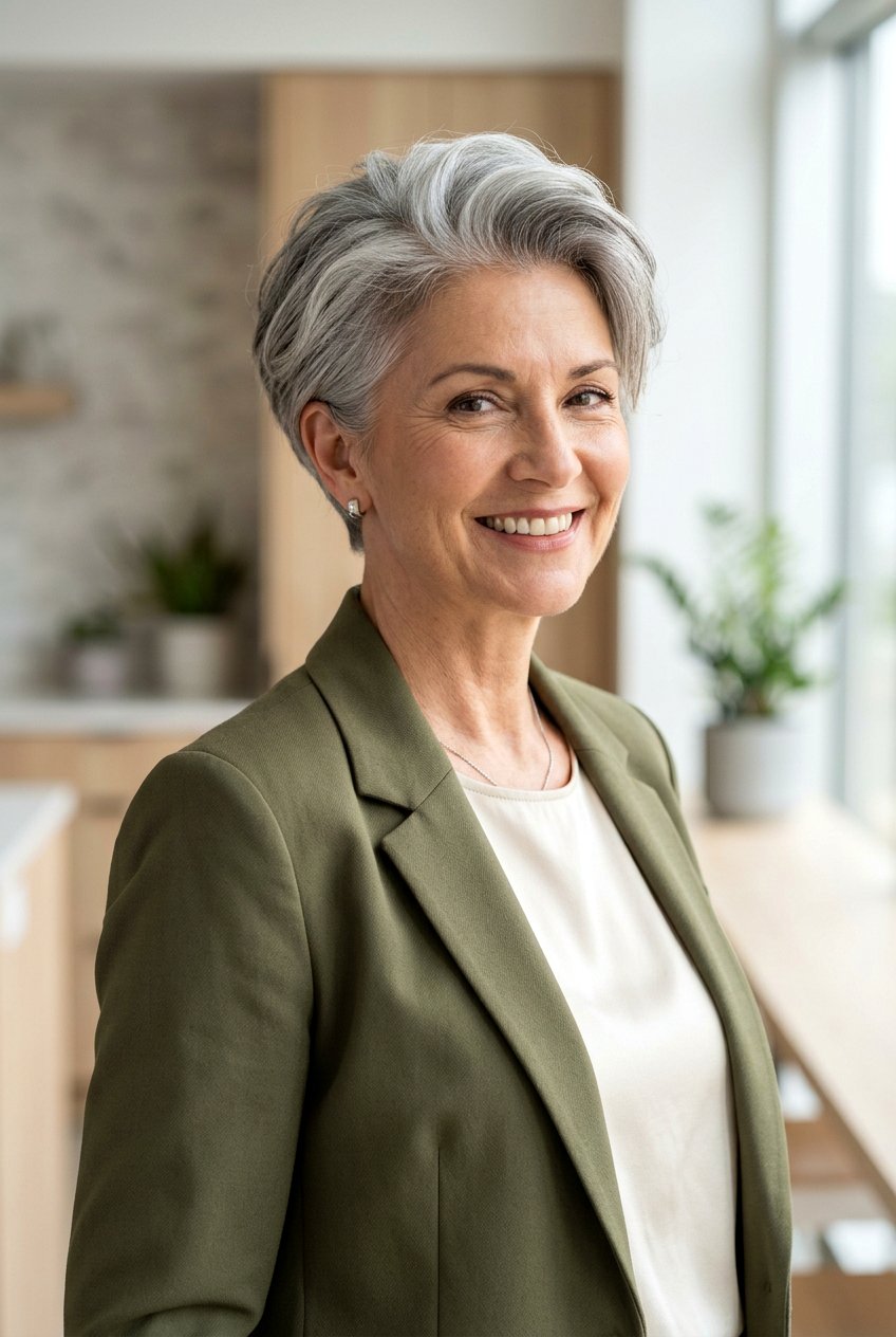 Tapered Short Gray Haircut - 20 hairstyles for women with naturally gray hair - 20 hairstyles for women with naturally gray hair