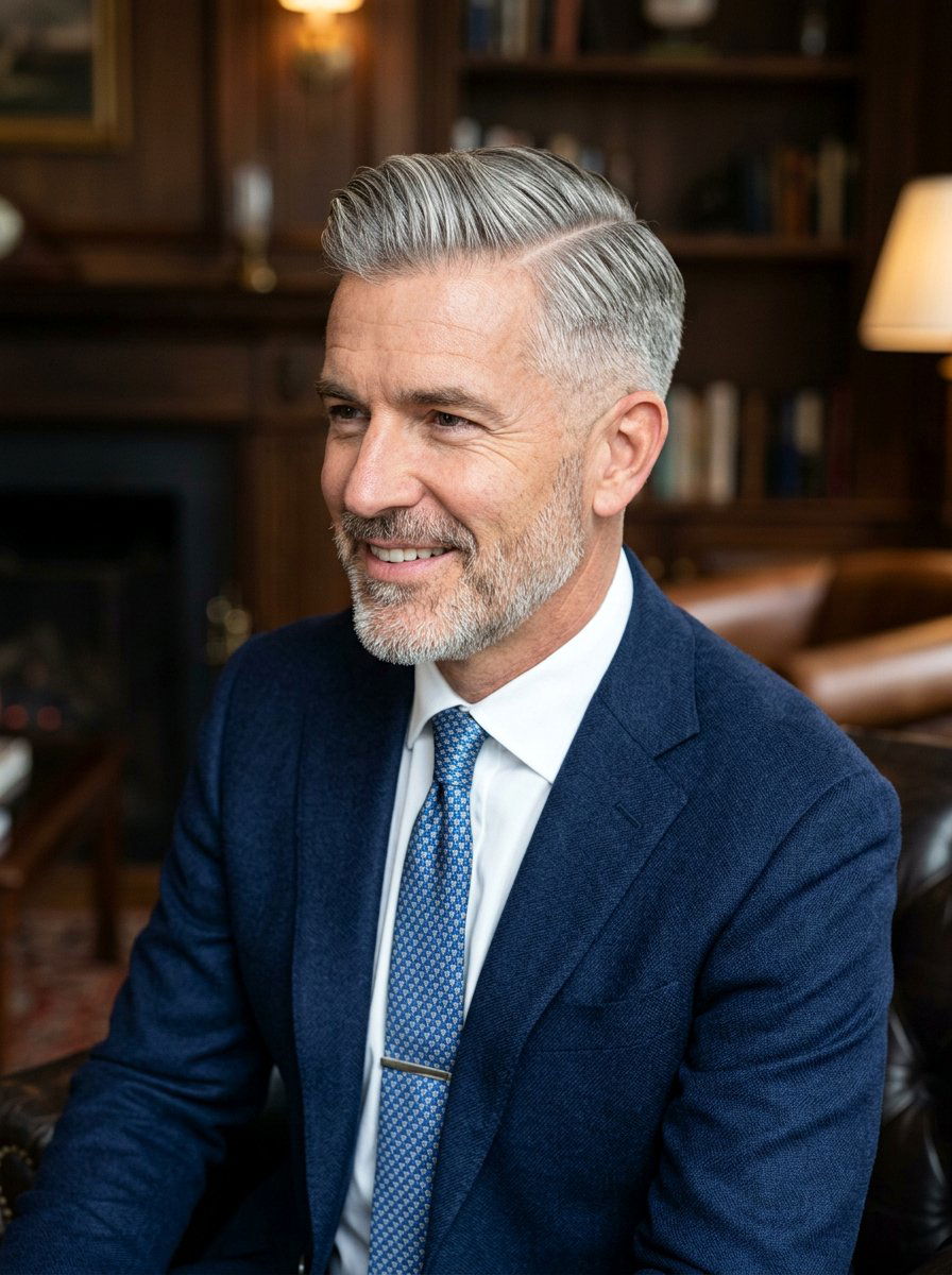 Tapered Side Part Grey Hair - 20 salt and pepper taper haircut men - 20 salt and pepper taper haircut men