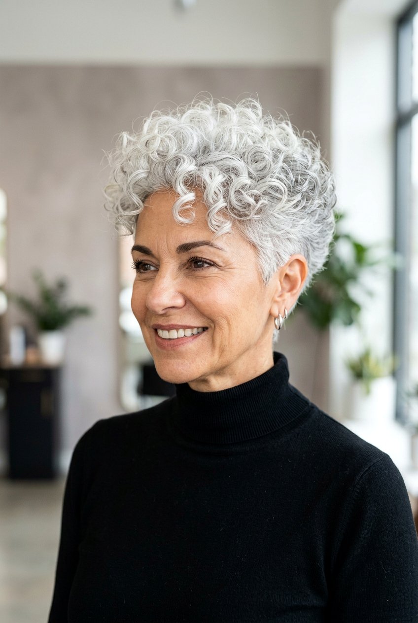 Tapered Silver Curly Hair - 20 natural gray curly hairstyles - 20 natural gray curly hairstyles