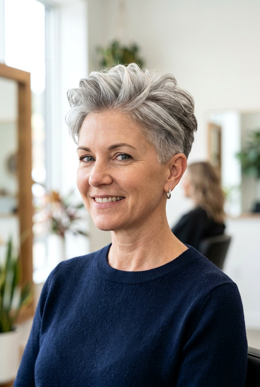 Tapered Silver Pixie - 20 hairstyles for gray hair - 20 hairstyles for gray hair