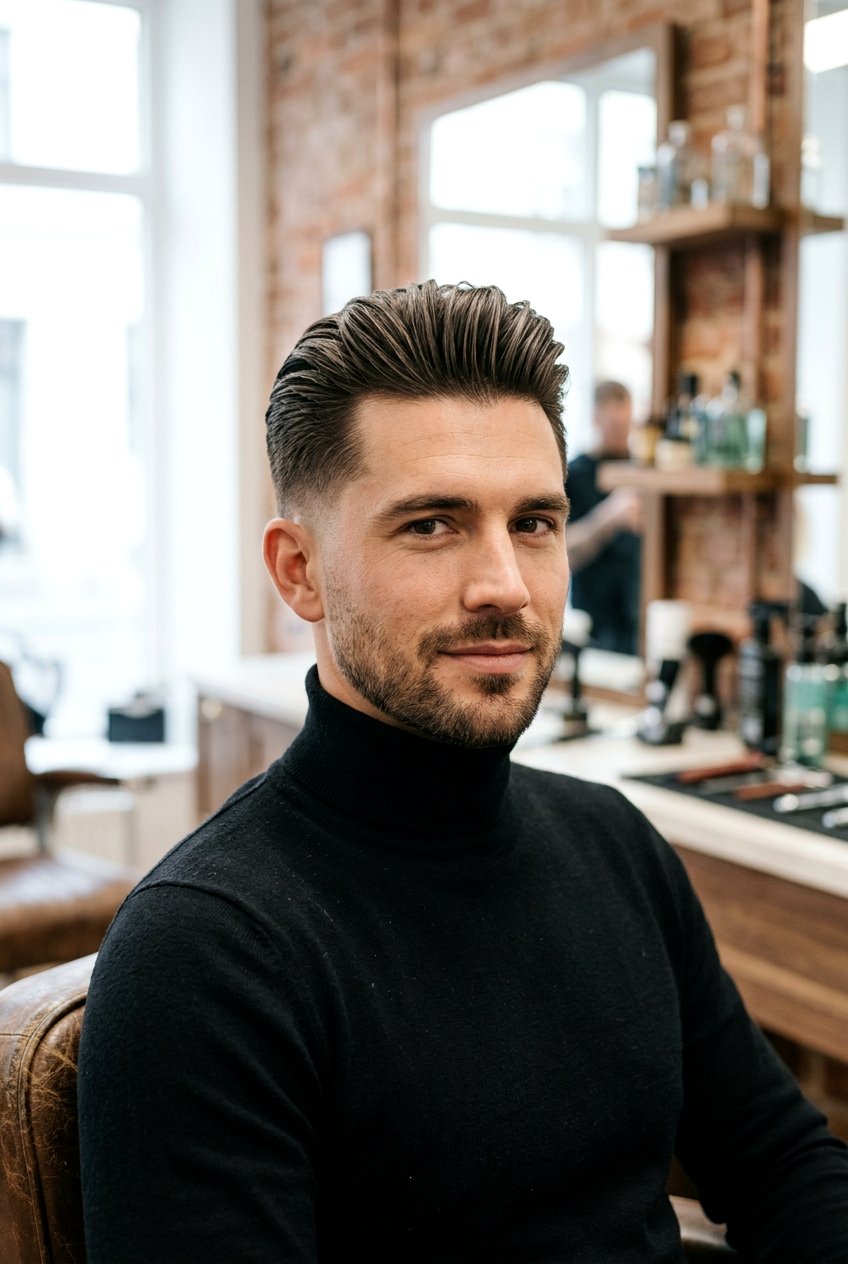 Tapered Slick Back - 20 mens haircut for round chubby face - 20 men’s haircut for round chubby face