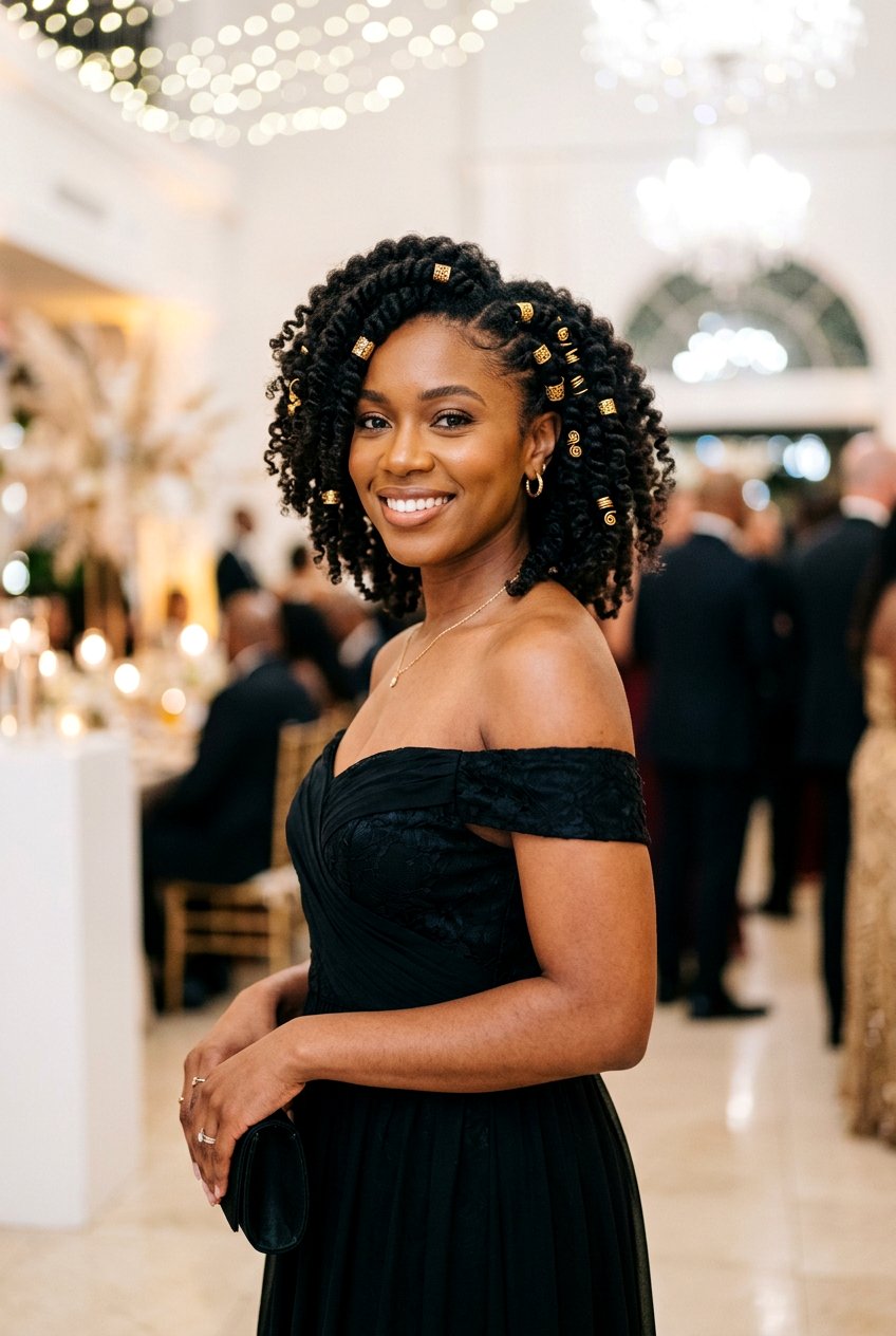 Tapered Twist Out With Hair Jewelry - 20 twist out on tapered natural hair - 20 twist out on tapered natural hair