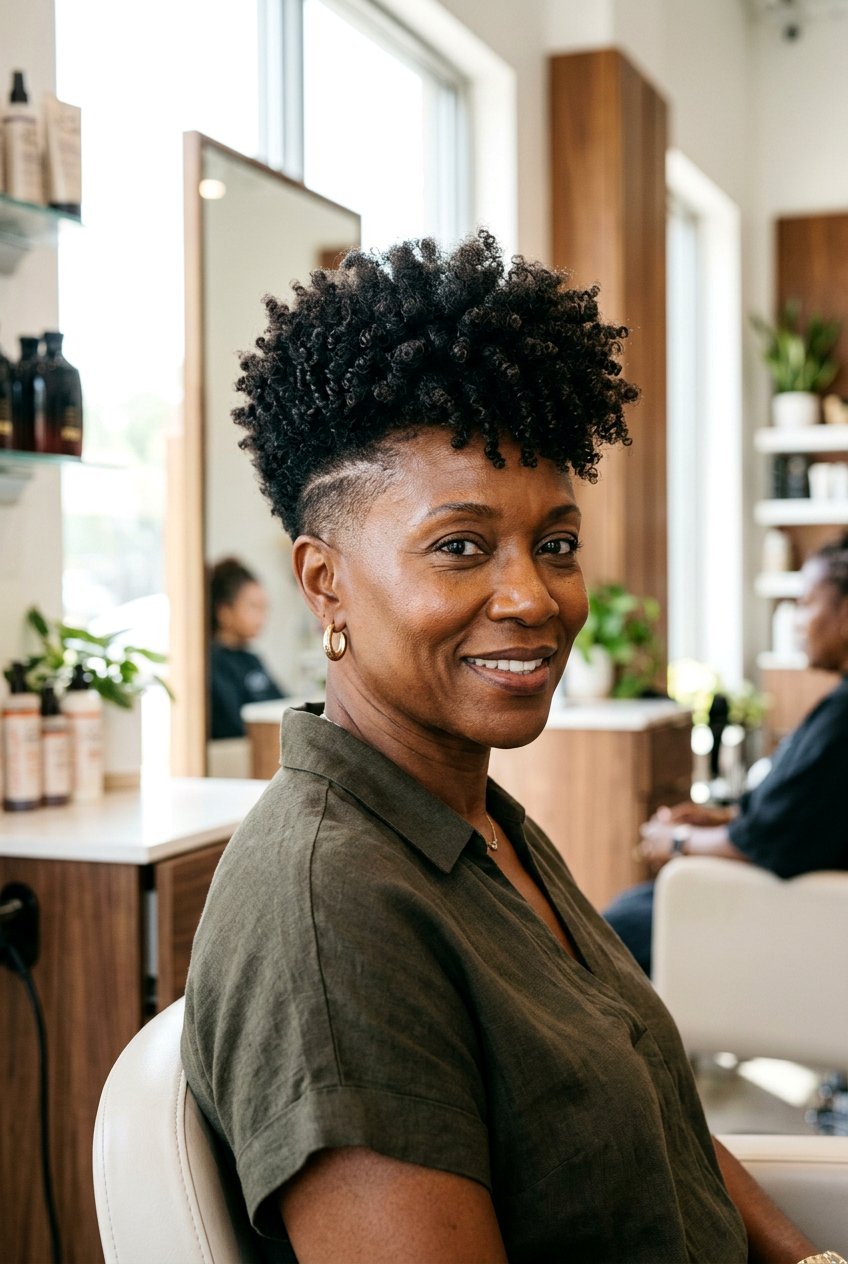 Tapered Undercut with Coily Crown Black Natural Hair - 20 tapered cut for women over 50 black hair - 20 tapered cut for women over 50 black hair