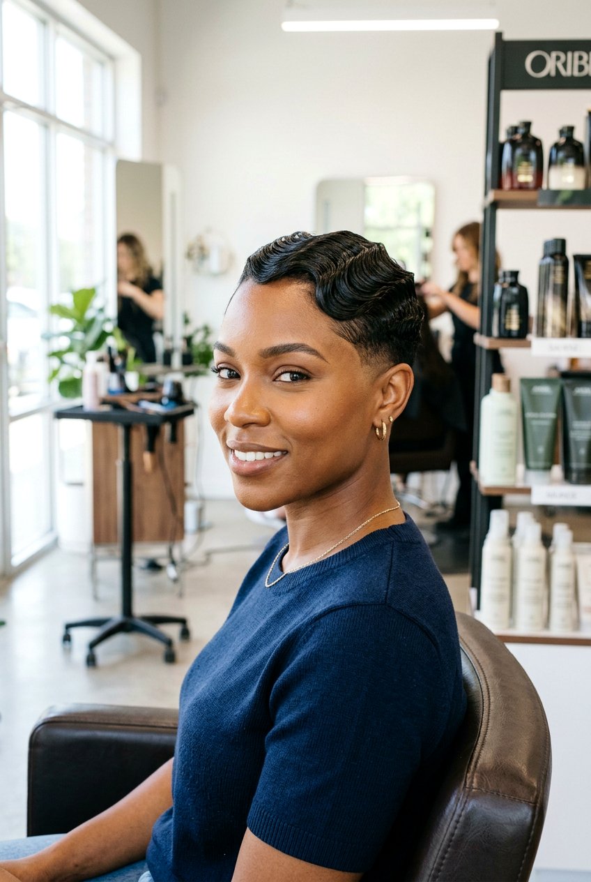 Tapered cut finger waves - 20 finger waves hairstyle - 20 finger waves hairstyle