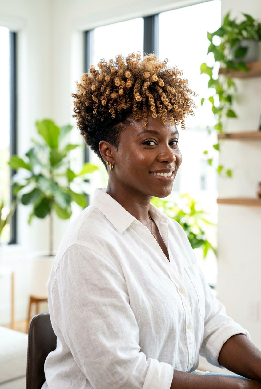 Tapered fro blonde highlights - 20 curly tapered fro hairstyle - 20 curly tapered fro hairstyle