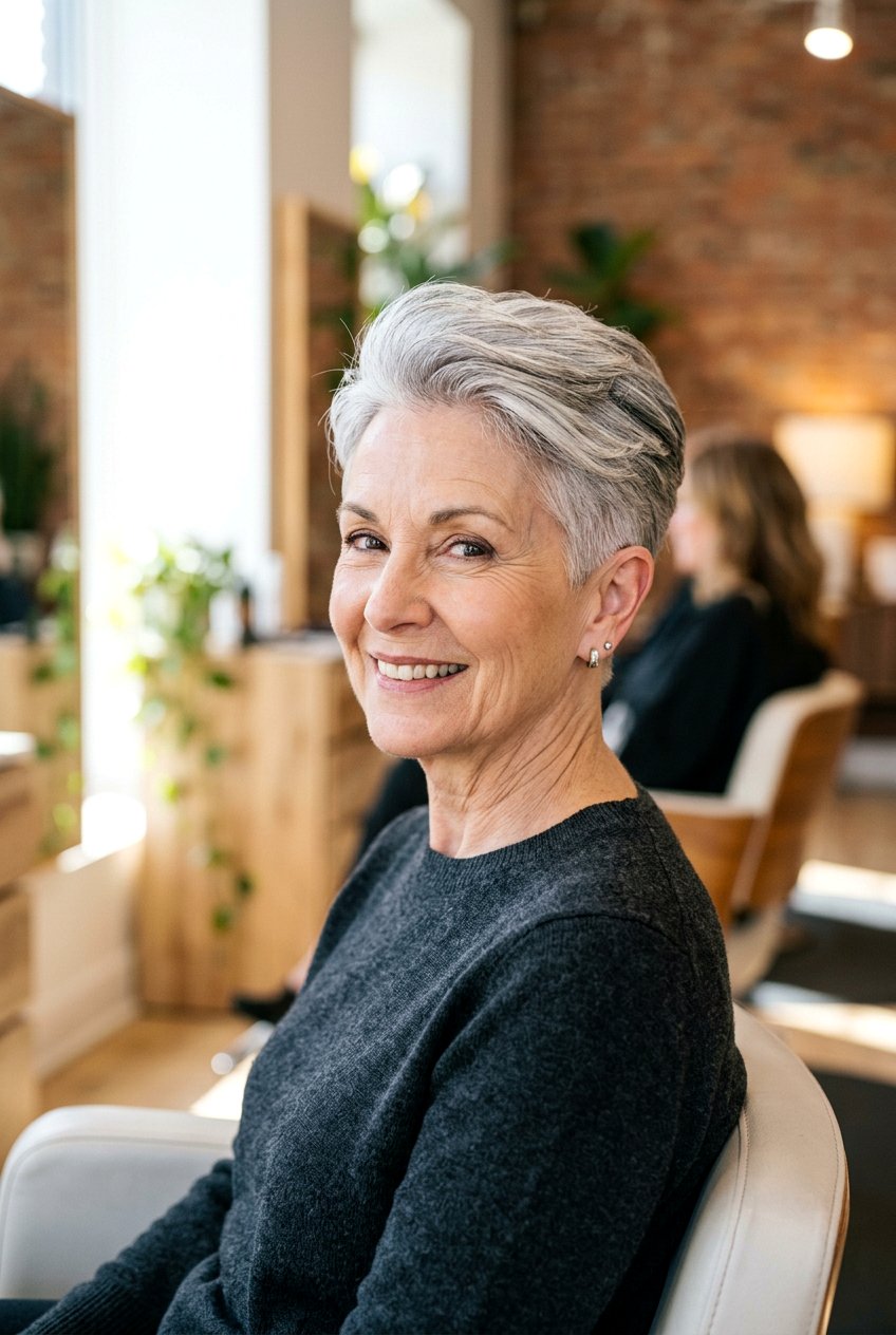 Tapered gray pixie - 20 gray hairstyles for older women - 20 gray hairstyles for older women