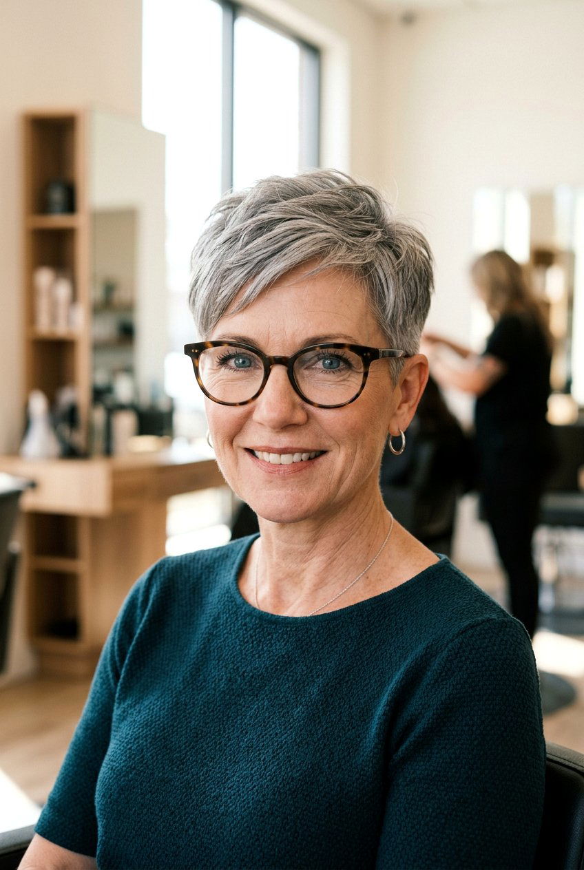Tapered pixie cut - 20 hairstyles for women over 40 with glasses - 20 hairstyles for women over 40 with glasses