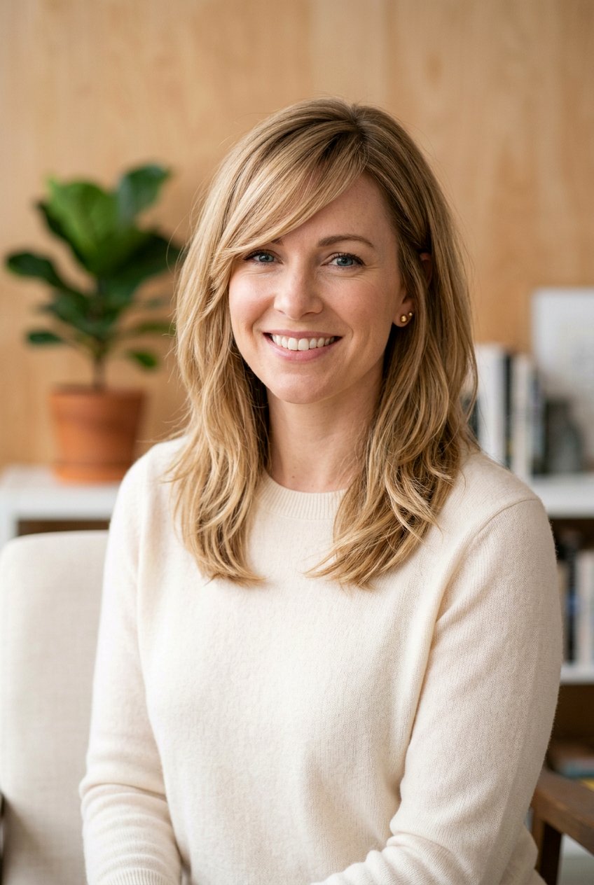 Tapered shoulder length hair with side swept bangs - 20 shoulder length haircuts with bangs - 20 shoulder length haircuts with bangs