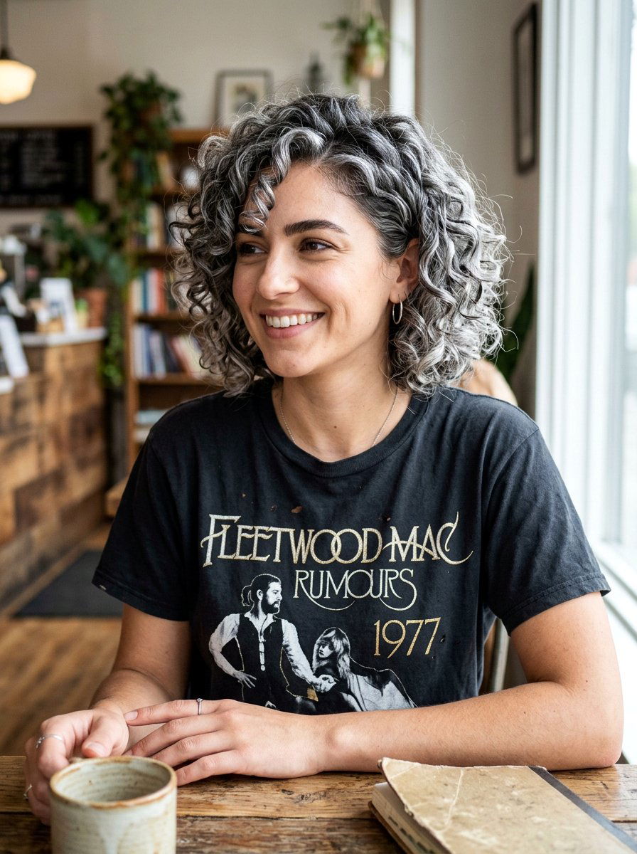 Tarnished Silver Curly Bob - 20 silver curly bob color ideas - 20 silver curly bob color ideas