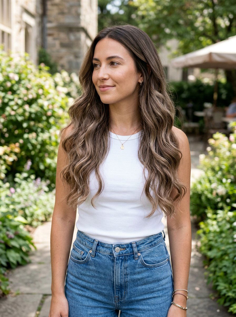 Taupe Brown Balayage On Wavy Hair - 20 taupe brown balayage - 20 taupe brown balayage