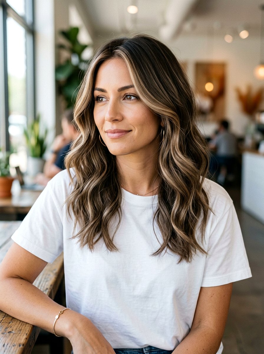 Taupe Brown Balayage With Soft Money Piece - 20 taupe brown balayage - 20 taupe brown balayage