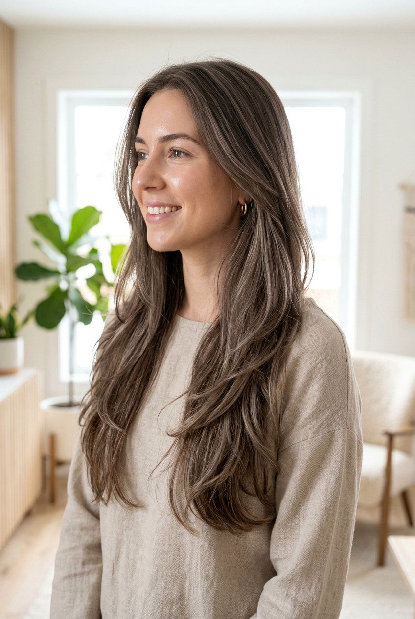 Taupe Brunette With Soft Layers - 20 cool taupe brunette hair color - 20 cool taupe brunette hair color