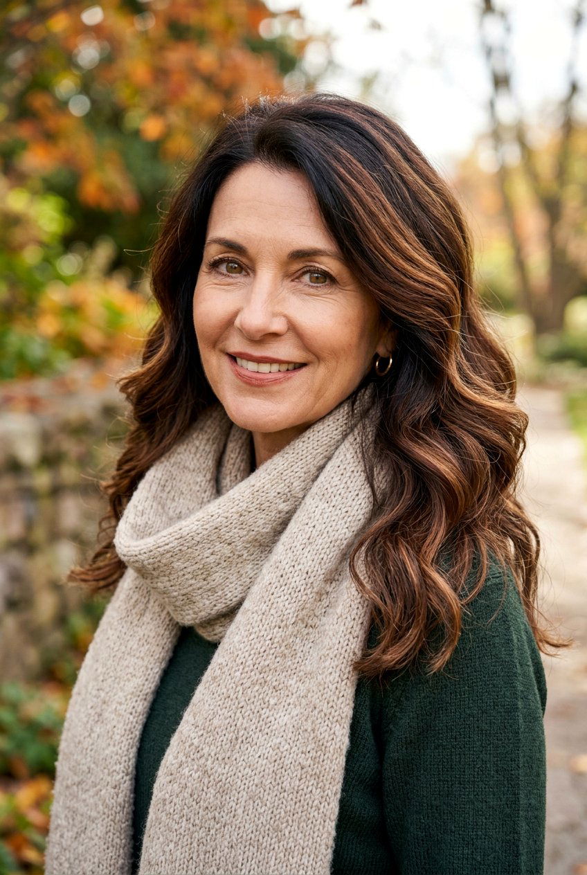 Tawny Brown Balayage - 20 face framing highlights for mature brunettes - 20 face framing highlights for mature brunettes