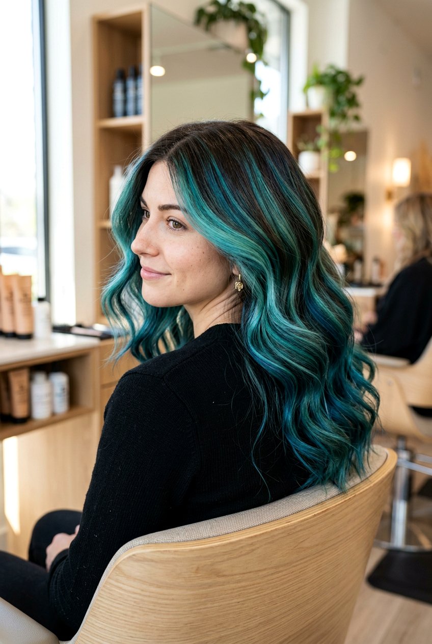Teal Balayage Hair - 20 teal hair color ideas - 20 teal hair color ideas