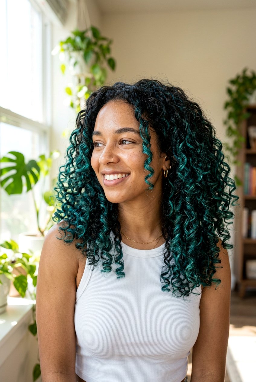Teal Balayage On Curly Hair - 20 teal balayage on dark hair - 20 teal balayage on dark hair