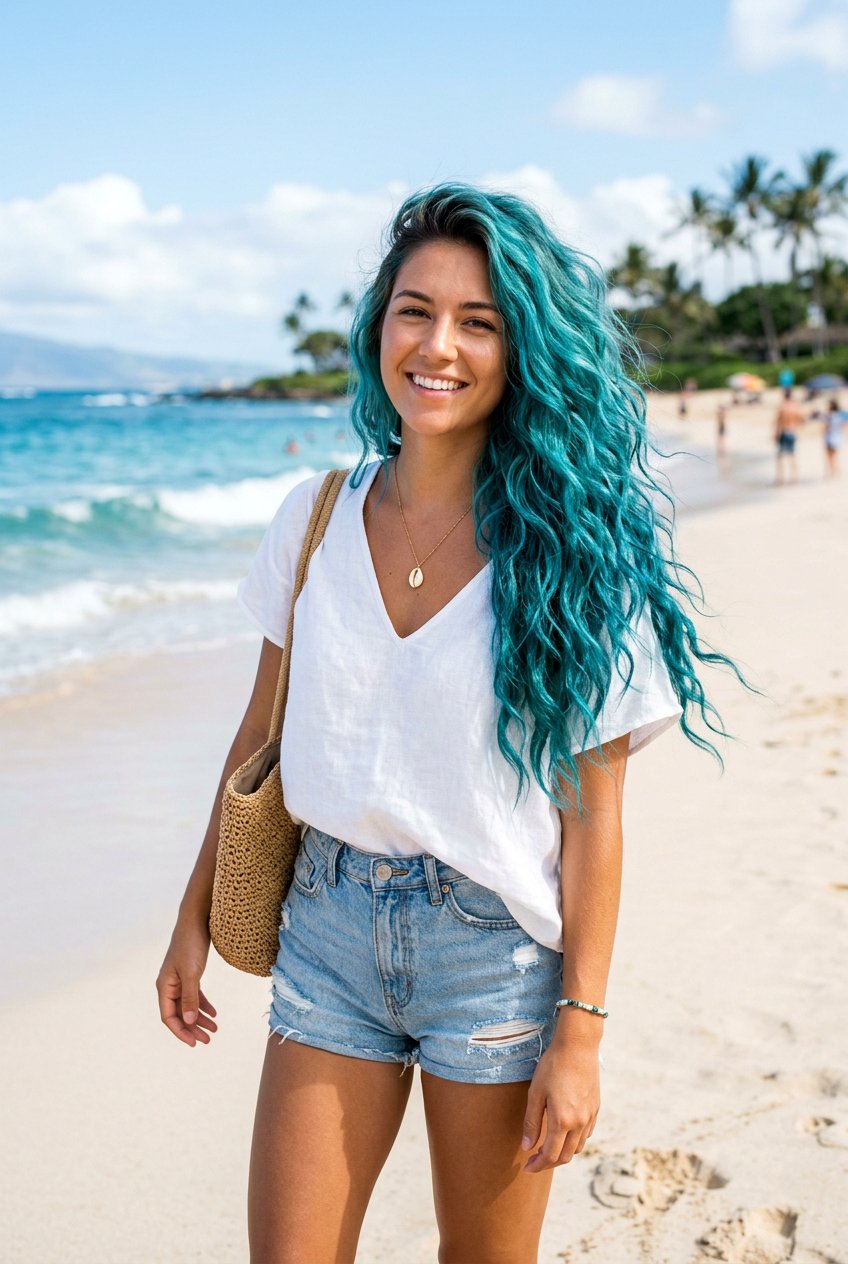 Teal Blue Beachy Waves Hair Color - 20 ocean blue hair color - 20 ocean blue hair color