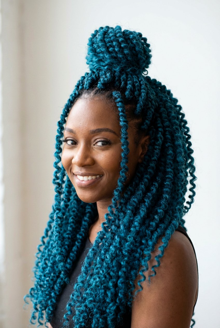 Teal Blue Crochet Hair - 20 black hairstyles with color - 20 black hairstyles with color