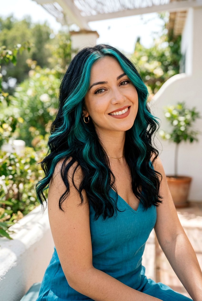 Teal Blue Money Piece on Black Hair - 20 blue money piece on black hair - 20 blue money piece on black hair