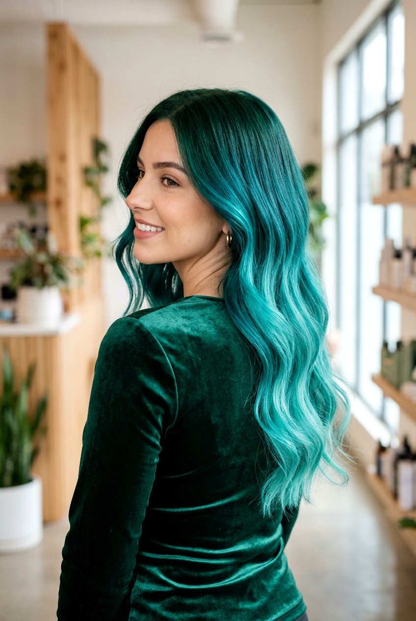 Teal Color Melt - 20 festival hair color ideas - 20 festival hair color ideas