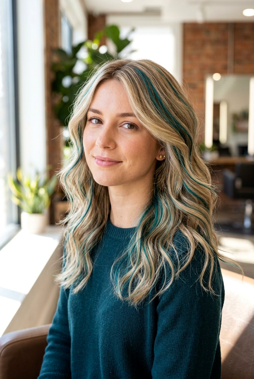 Teal Hair Highlights - 20 teal hair color ideas - 20 teal hair color ideas
