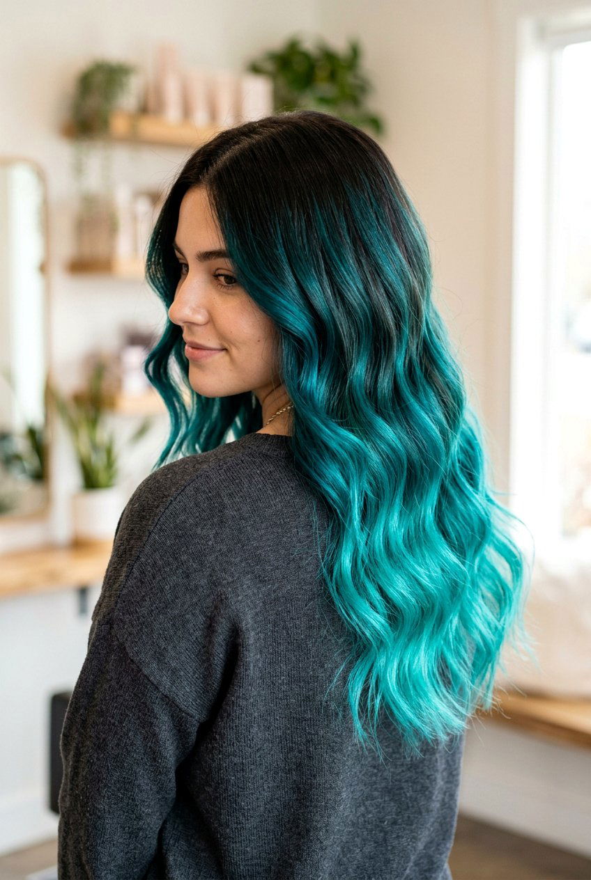 Teal Ombre Balayage On Dark Hair - 20 teal balayage on dark hair - 20 teal balayage on dark hair