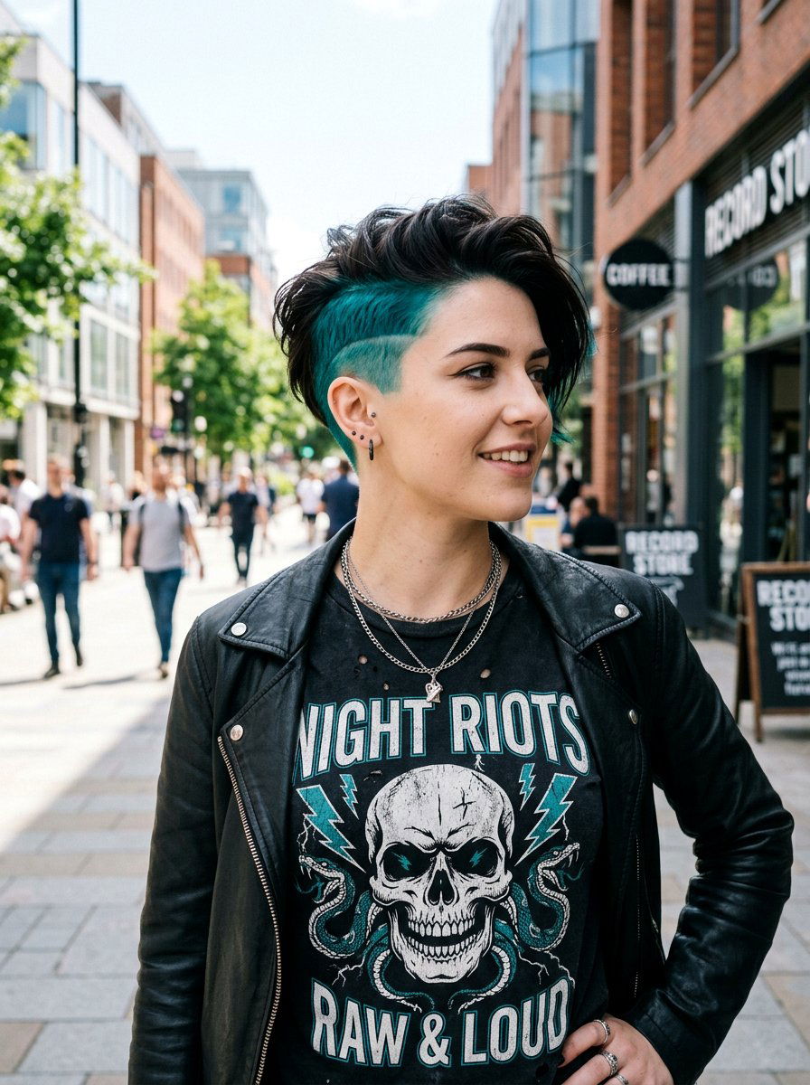 Teal Undercut Pixie - 20 salon color ideas for pixie cuts - 20 salon color ideas for pixie cuts