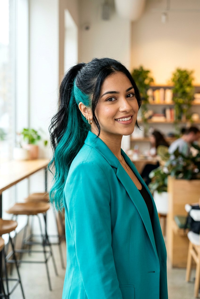 Teal Underlayer On Black Hair - 20 bold peekaboo underlayer color - 20 bold peekaboo underlayer color