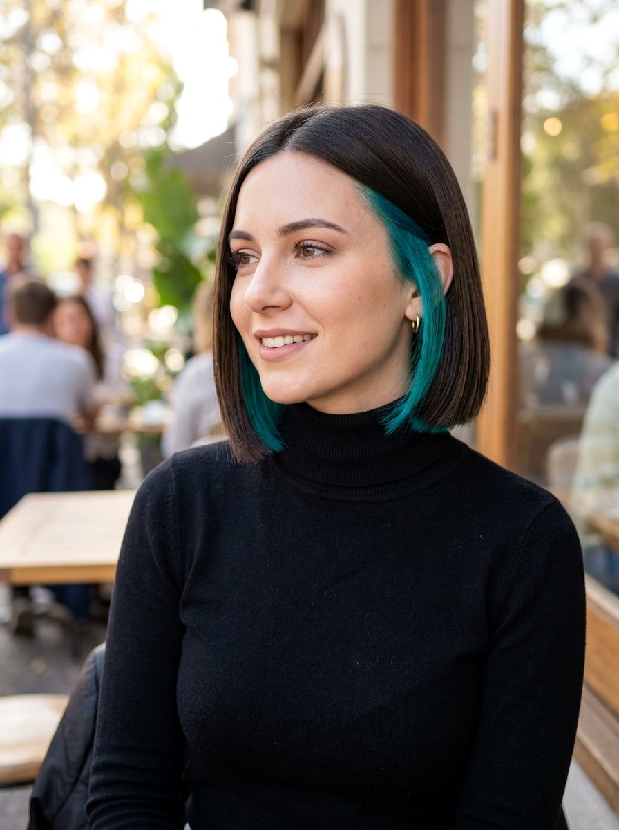 Teal Underlayer On Dark Hair Bob Haircut - 20 teal underlayer on dark hair - 20 teal underlayer on dark hair