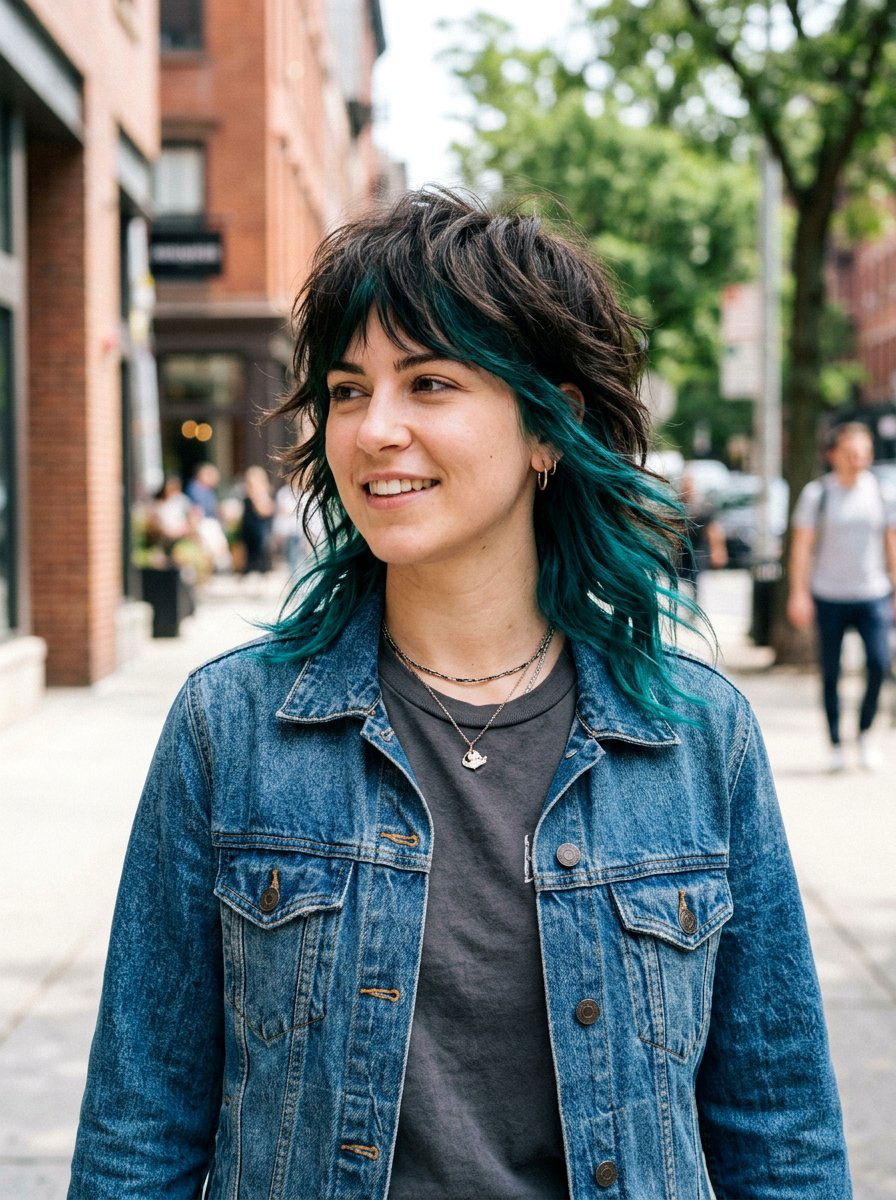 Teal Underlayer On Dark Hair Shag Haircut - 20 teal underlayer on dark hair - 20 teal underlayer on dark hair