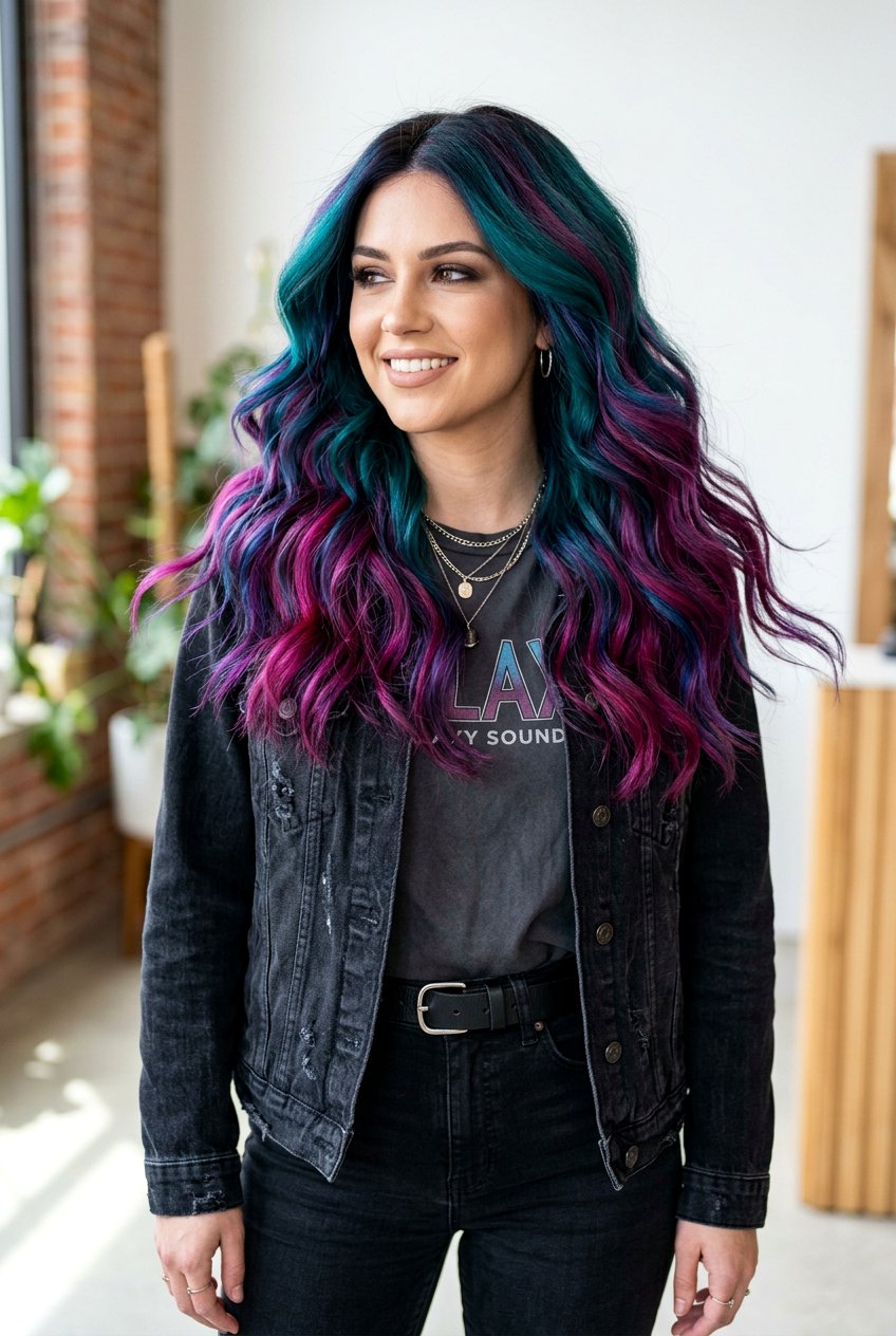 Teal and Magenta Galaxy Hair Color - 20 galaxy hair color ideas - 20 galaxy hair color ideas