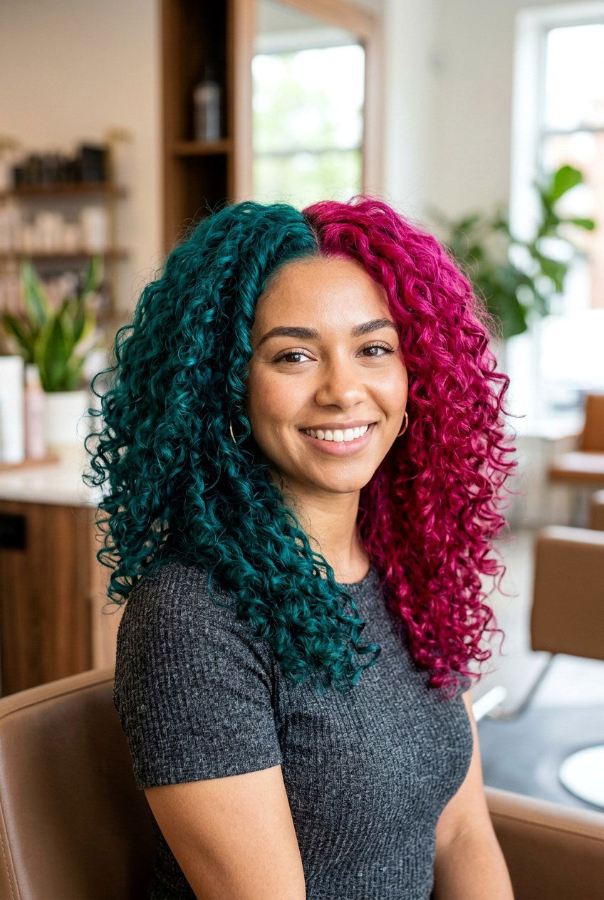 Teal and magenta split dye - 20 split dye hair color - 20 split dye hair color