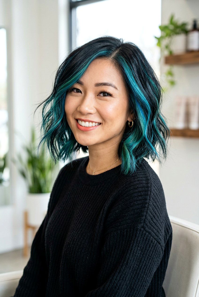 Teal blue highlights black hair - 20 black hair with blue highlights - 20 black hair with blue highlights