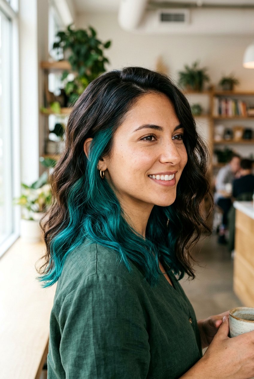 Teal peekaboo hair - 20 hidden color under hair - 20 hidden color under hair