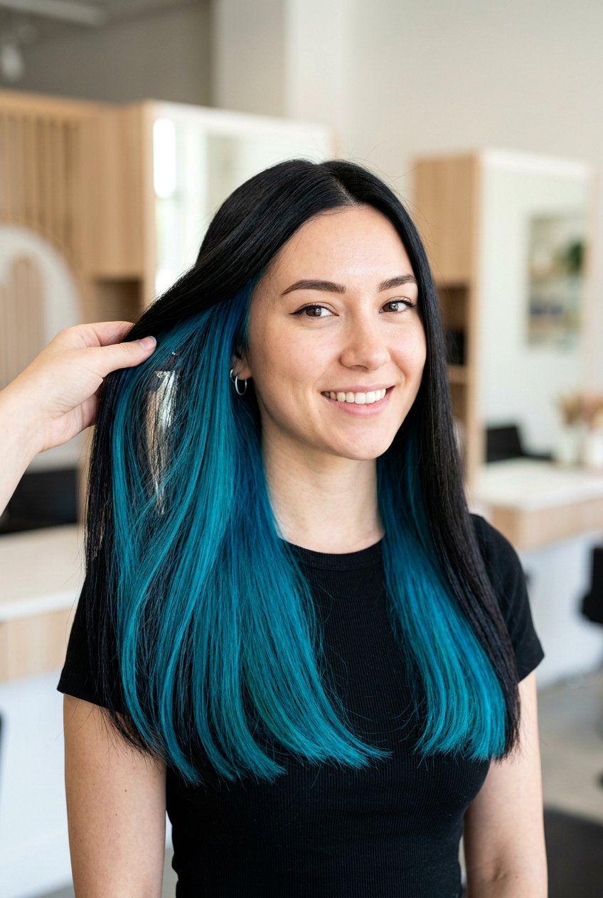 Teal underlayer black hair - 20 underlayer hair color ideas - 20 underlayer hair color ideas