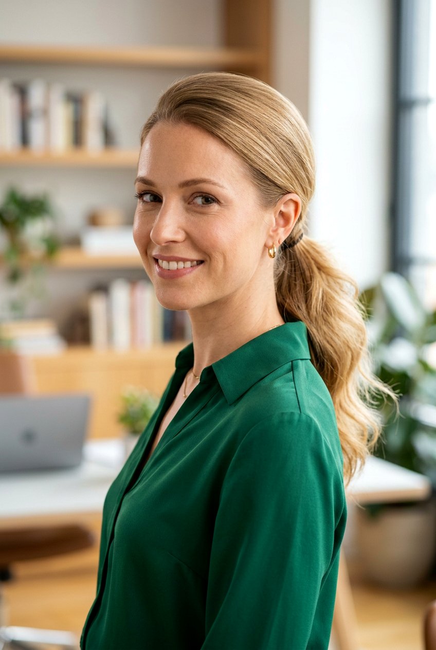 Teased Base Low Ponytail - 20 elegant office ponytail for fine hair - 20 elegant office ponytail for fine hair