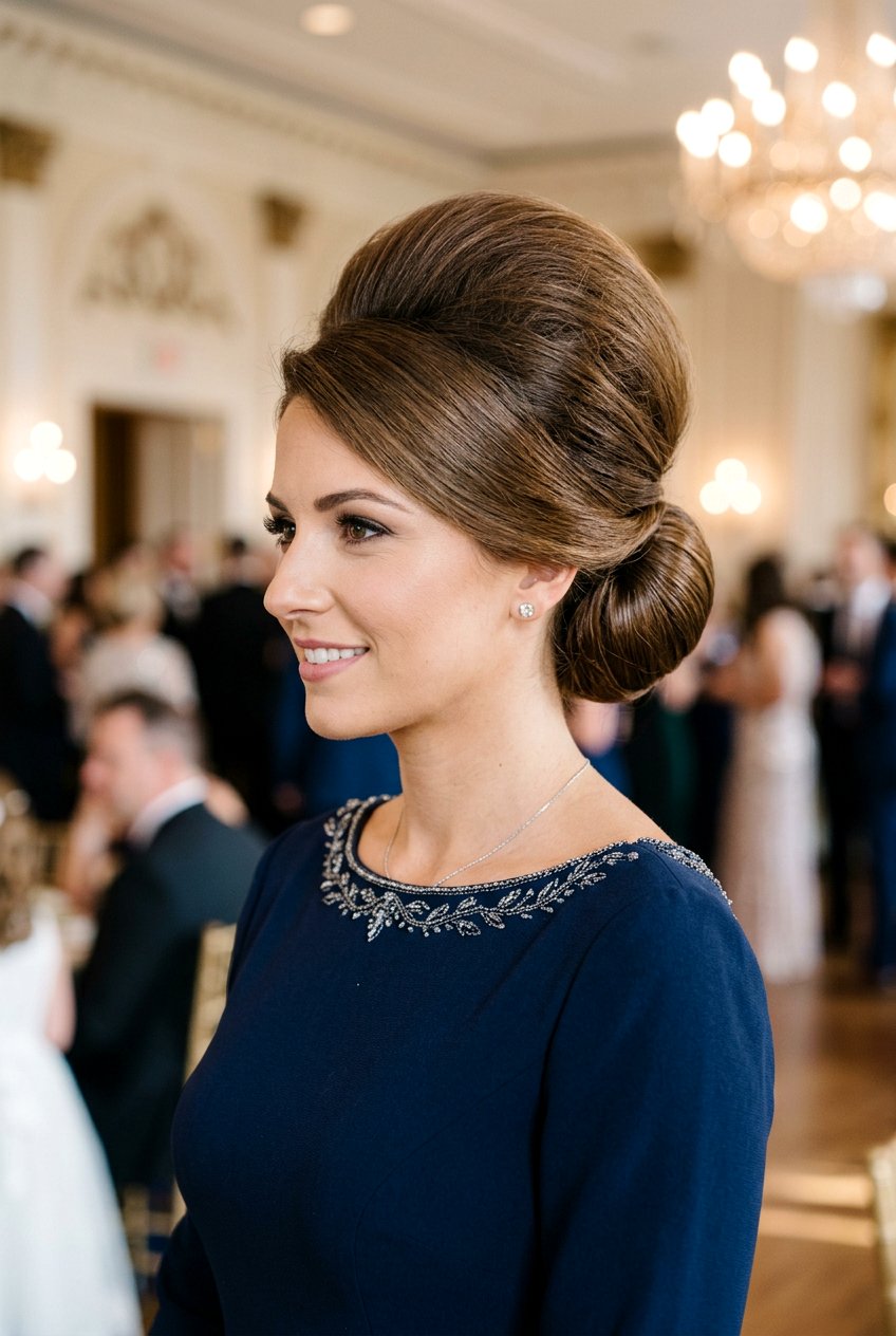 Teased Crown Chignon - 20 bouncy hairstyle for holiday party - 20 bouncy hairstyle for holiday party